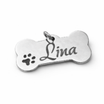 Gravierte Hundemarke aus Edelstahl Knochen - classic