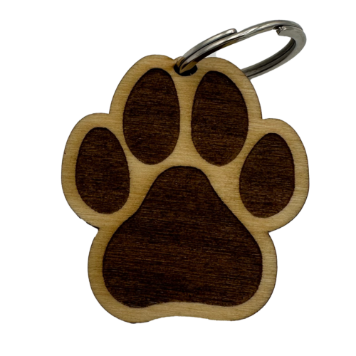 Schlüsselanhänger Pfote aus Holz