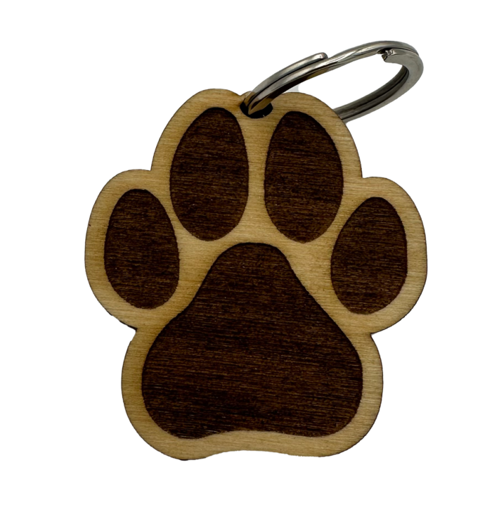 Schlüsselanhänger Pfote aus Holz