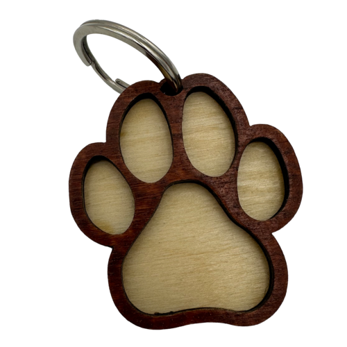 Schlüsselanhänger Pfote aus Holz