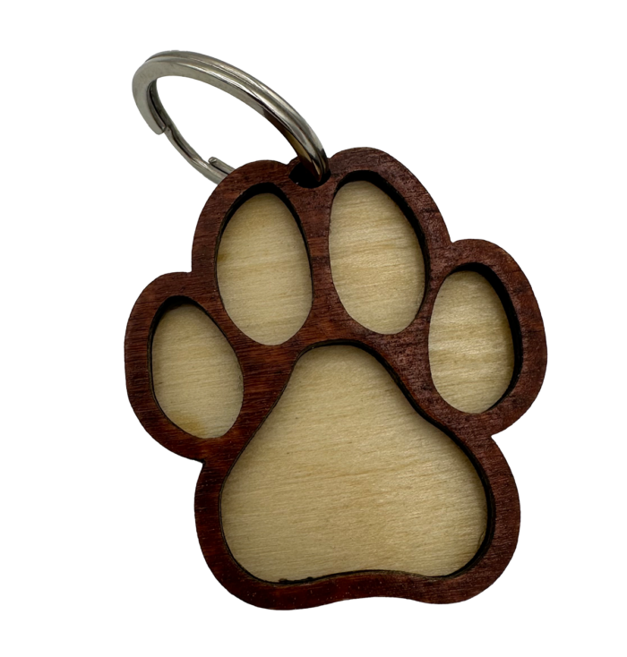 Schlüsselanhänger Pfote aus Holz