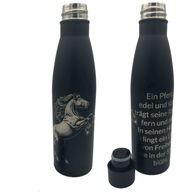 Isolierflasche schwarz Pferd