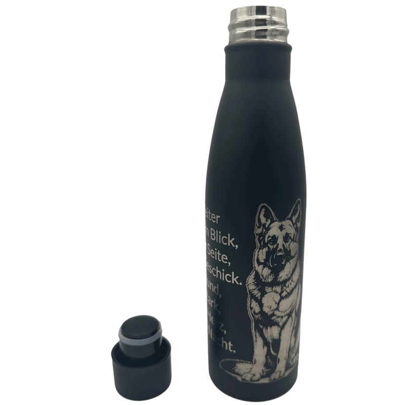 Isolierflasche schwarz Schäferhund