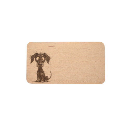 Holzbrettchen mit Dobermann-Hundegravur – stilisierte Illustration