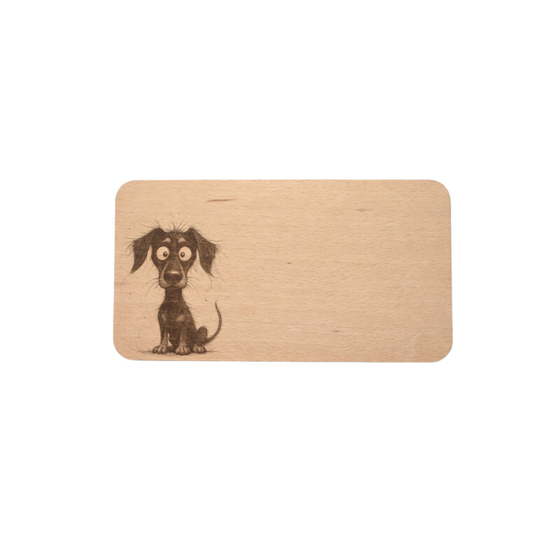 Holzbrettchen mit Dobermann-Hundegravur – stilisierte Illustration